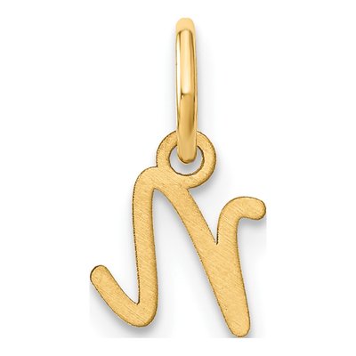 10K Yellow Gold Script Letter N Charm – view 4