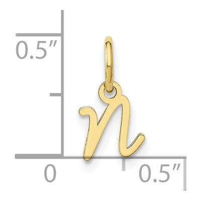 10K Yellow Gold Script Letter N Charm – view 5