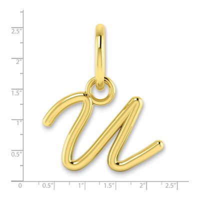 10K Yellow Gold Script Letter U Charm – view 2