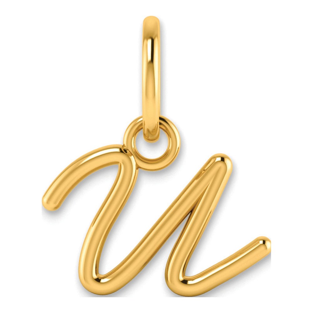 10K Yellow Gold Script Letter U Charm