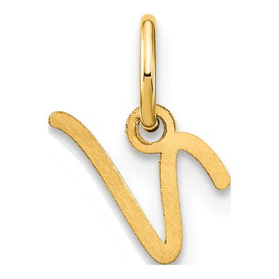 10K Yellow Gold Script Letter V Charm – view 4