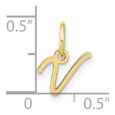 10K Yellow Gold Script Letter V Charm – view 5