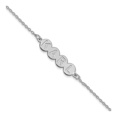 10K White Gold Personalized 4-Letter Bubble Bracelet