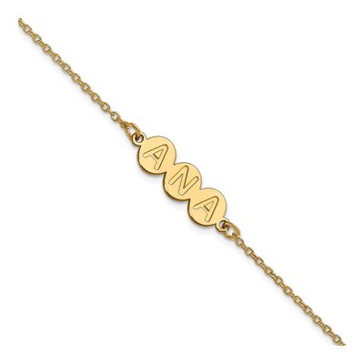 10K Yellow Gold Personalized 3-Letter Bubble Bracelet