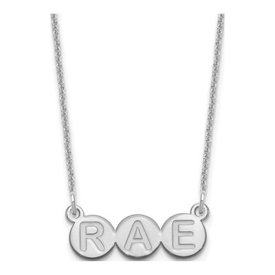 10K White Gold Personalized 3-Letter Bubble Necklace