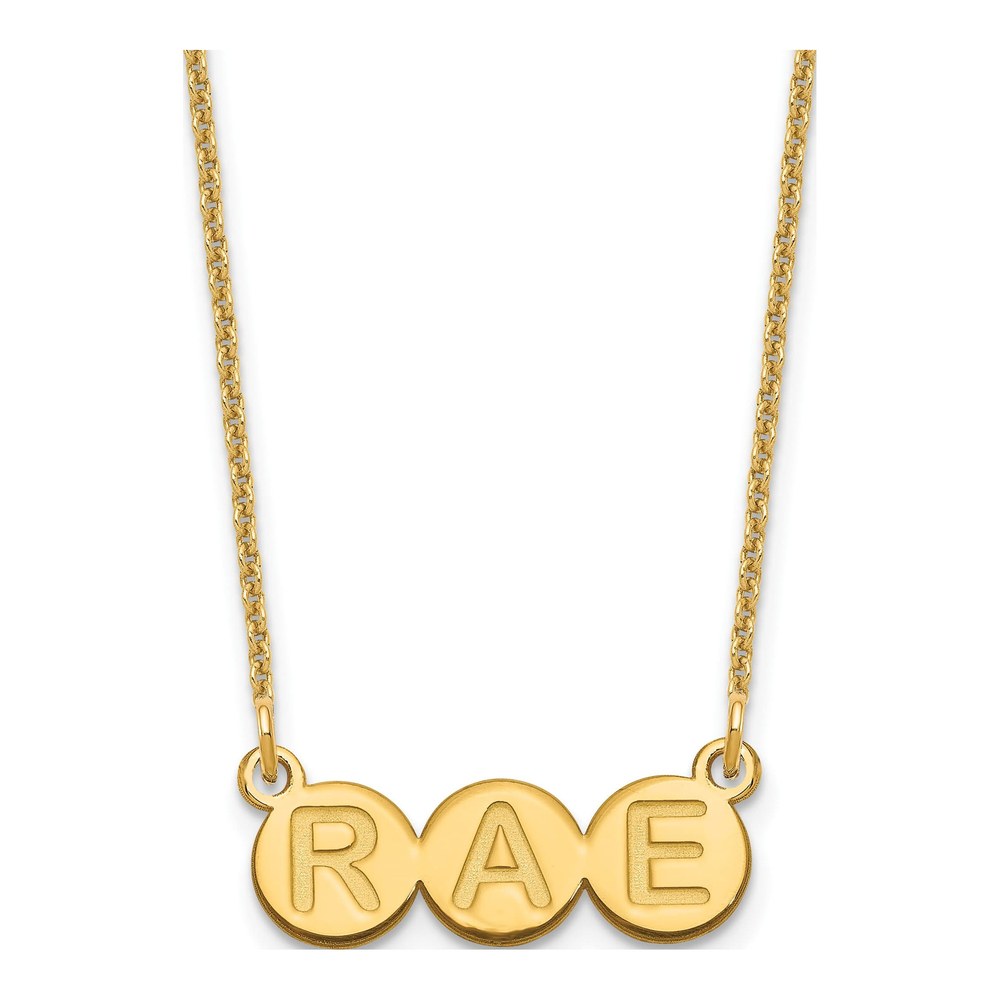 10K Yellow Gold Personalized 3-Letter Bubble Necklace