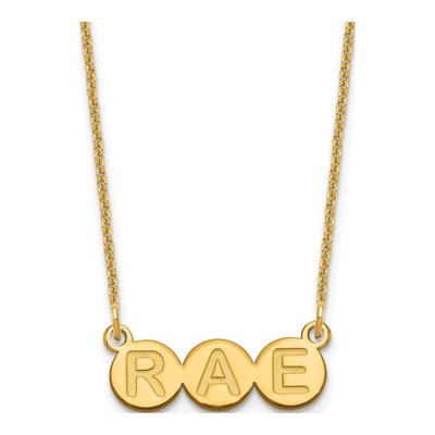 10K Yellow Gold Personalized 3-Letter Bubble Necklace