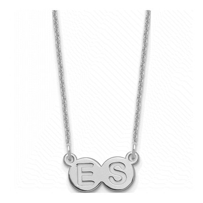 10K White Gold 2-Letter Bubble Initial Necklace