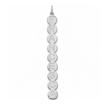 10K White Gold 9-Letter Bubble Name Pendant