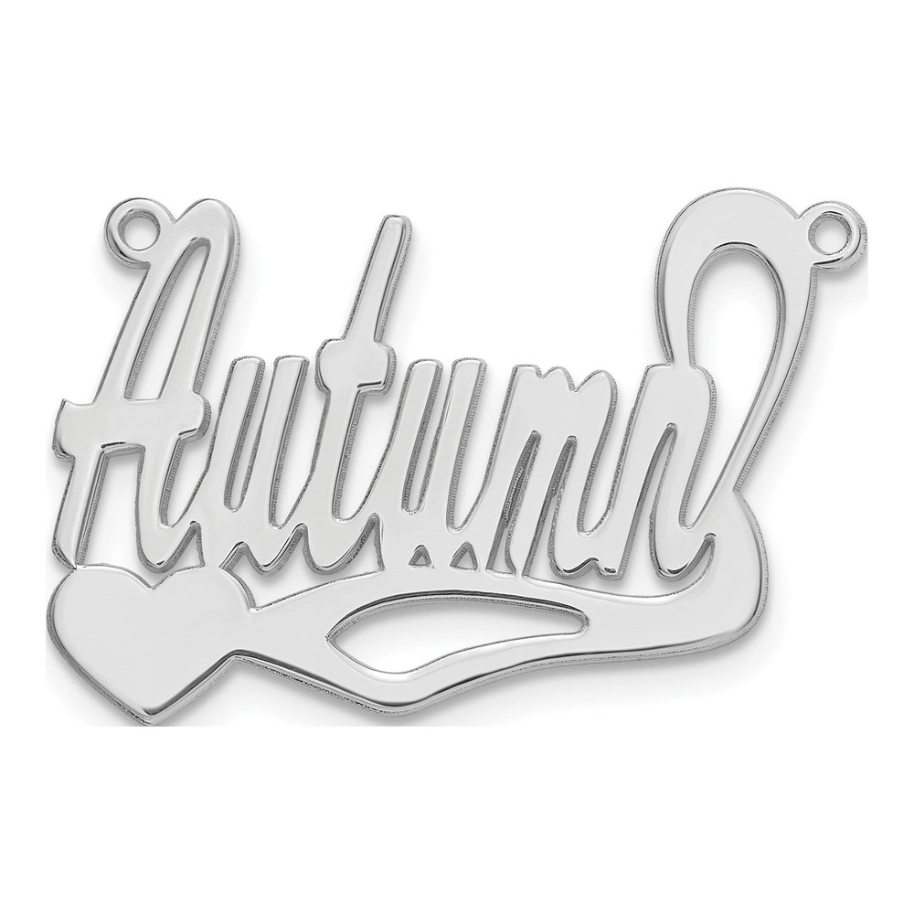 10K White Gold Personalized Heart Name Plate Pendant