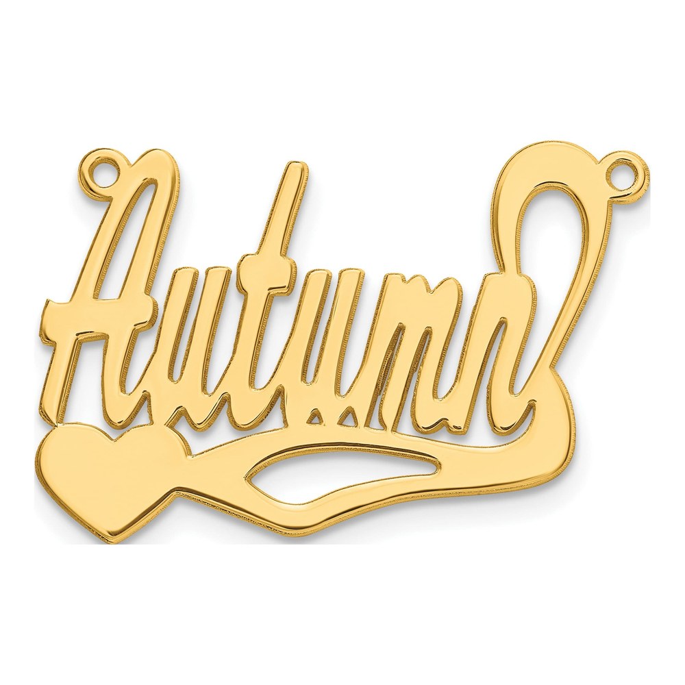 10K Yellow Gold Personalized Heart Name Plate Pendant