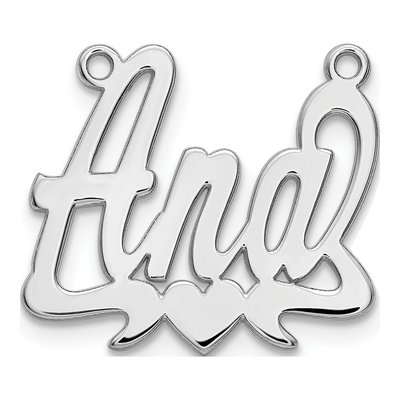 10K White Gold Heart Name Plate Pendant – view 2