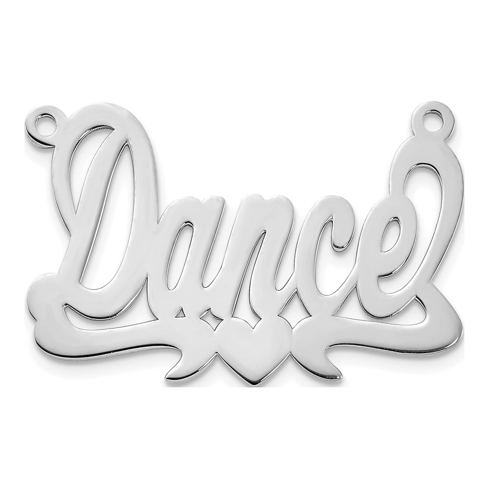 10K White Gold Heart Name Plate Pendant