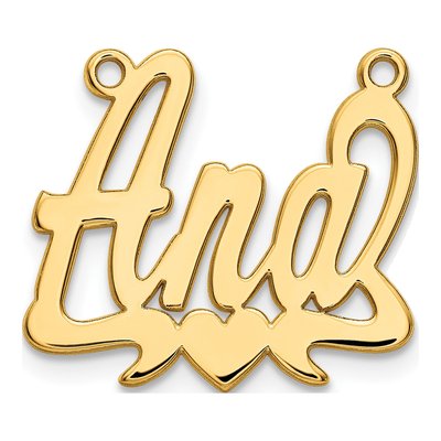 10K Yellow Gold Personalized Heart Name Plate Pendant – view 2