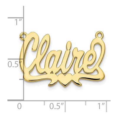 10K Yellow Gold Personalized Heart Name Plate Pendant – view 3