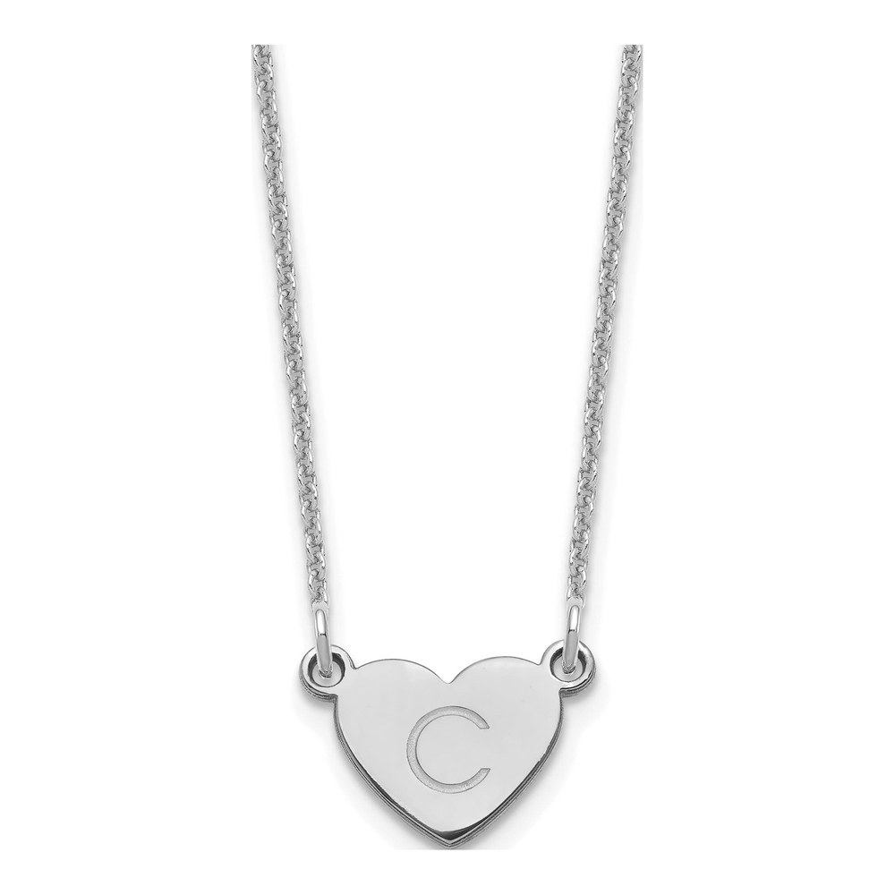 10K White Gold Personalized Initial Heart Necklace