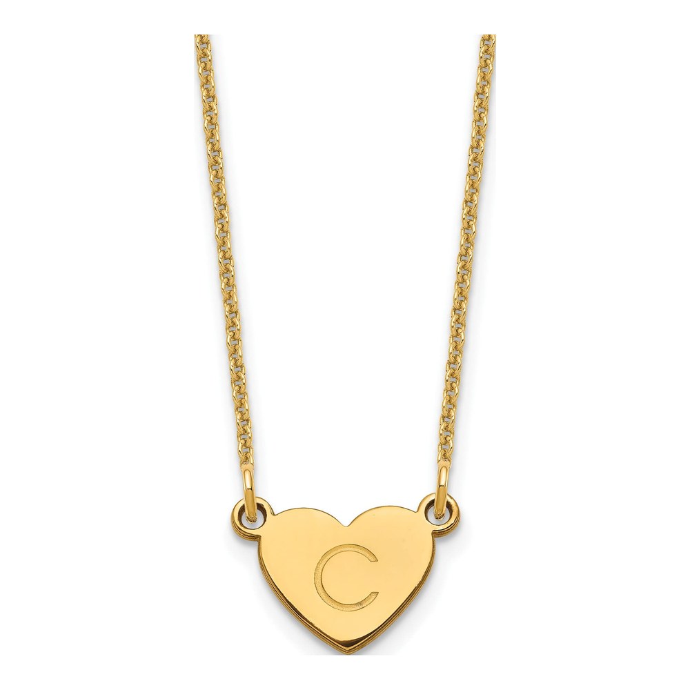 10K Yellow Gold Personalized Initial Heart Necklace
