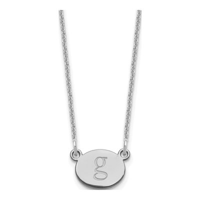 10K White Gold Personalized Oval Initial Necklace