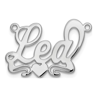 10K White Gold Personalized Heart Name Plate Pendant – view 2