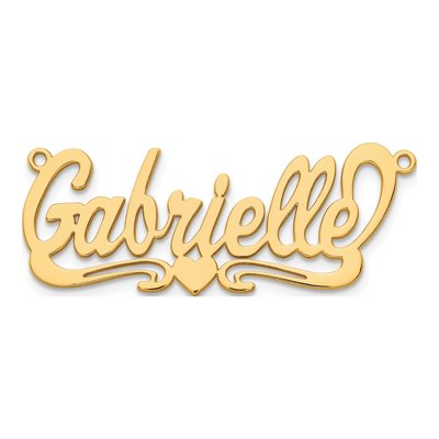 10K Yellow Gold Personalized Heart Name Plate Pendant – view 5