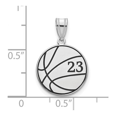 10K White Gold Personalized Basketball Pendant – view 2