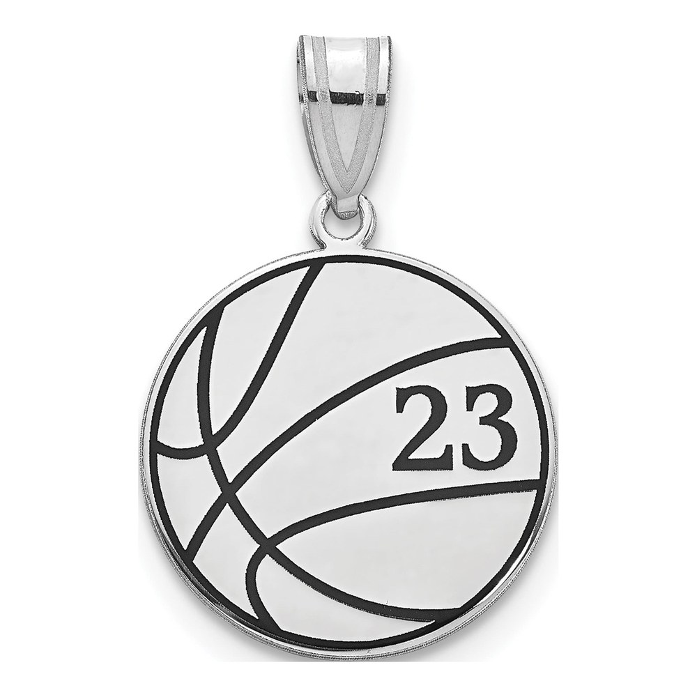 Personalized 10K White Gold Basketball Pendant