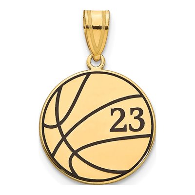 10K Yellow Gold Personalized Basketball Pendant