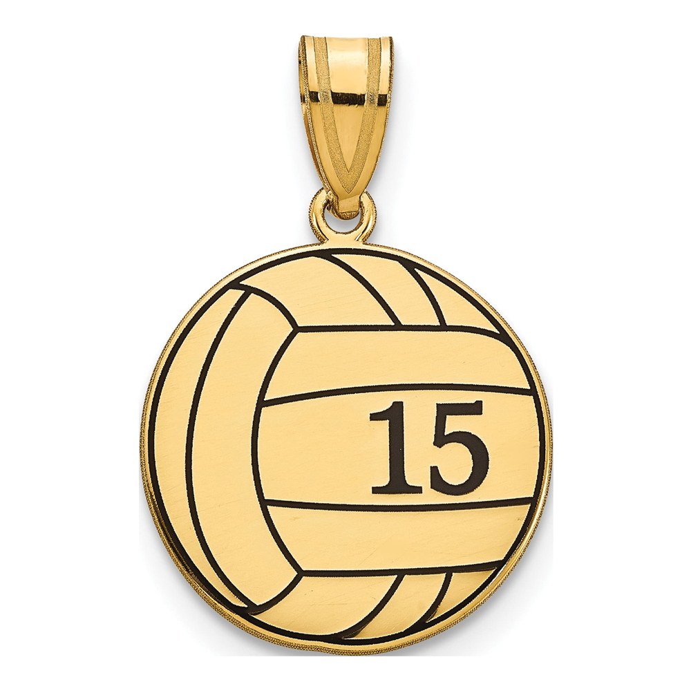 10K Yellow Gold Personalized Volleyball Pendant