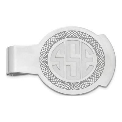 10K White Gold Monogram Money Clip