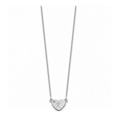 10K White Gold Diamond Initial Heart Necklace – view 2