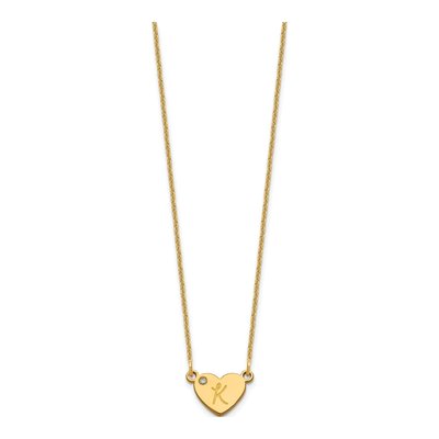 10K Yellow Gold Diamond Initial Heart Necklace – view 2