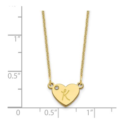 10K Yellow Gold Diamond Initial Heart Necklace – view 3