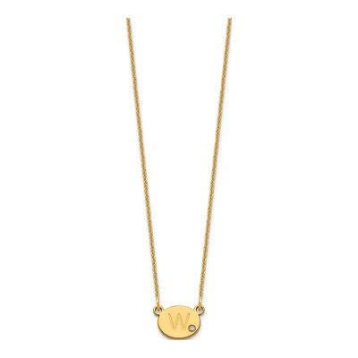 10K Yellow Gold Diamond Oval Initial Necklace – view 2