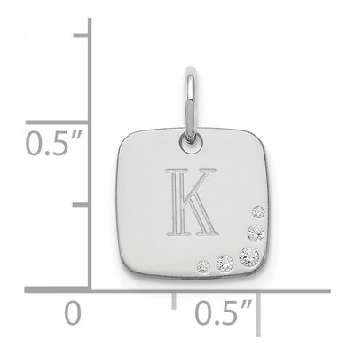 10K White Gold Diamond Cushion Initial Charm – view 2