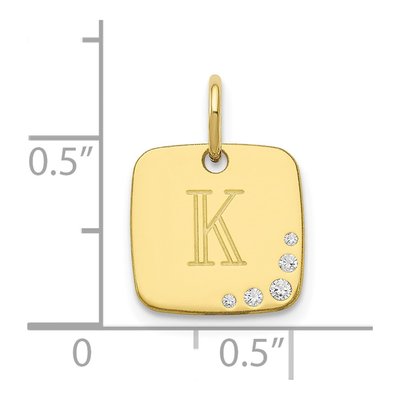 10K Yellow Gold Diamond Initial Cushion Charm – view 2