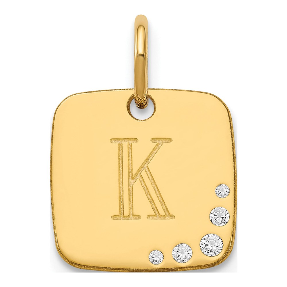 10K Yellow Gold Diamond Initial Cushion Charm