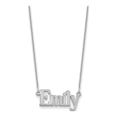 10K White Gold Personalized Name Plate Pendant