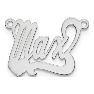 10K White Gold Heart Name Plate Pendant – view 2