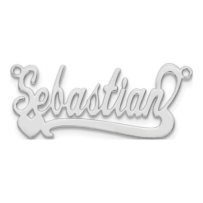 10K White Gold Heart Name Plate Pendant – view 4