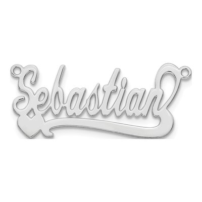 10K White Gold Heart Name Plate Pendant – view 5