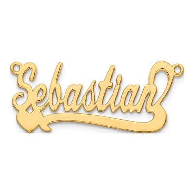 10K Yellow Gold Personalized Heart Name Plate Pendant – view 5