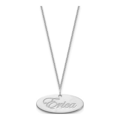 10K White Gold Personalized Name Plate Pendant – view 4