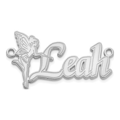 10K White Gold Personalized Fairy Name Plate Pendant