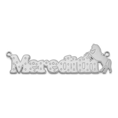 10K White Gold Personalized Horse Name Plate Pendant – view 3