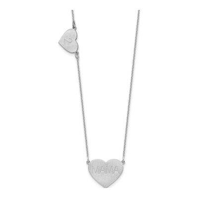 10K White Gold 2-Station Heart Necklace