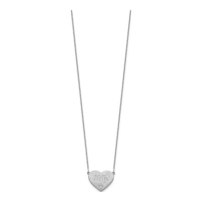 10K White Gold Diamond Heart Station Necklace – view 2