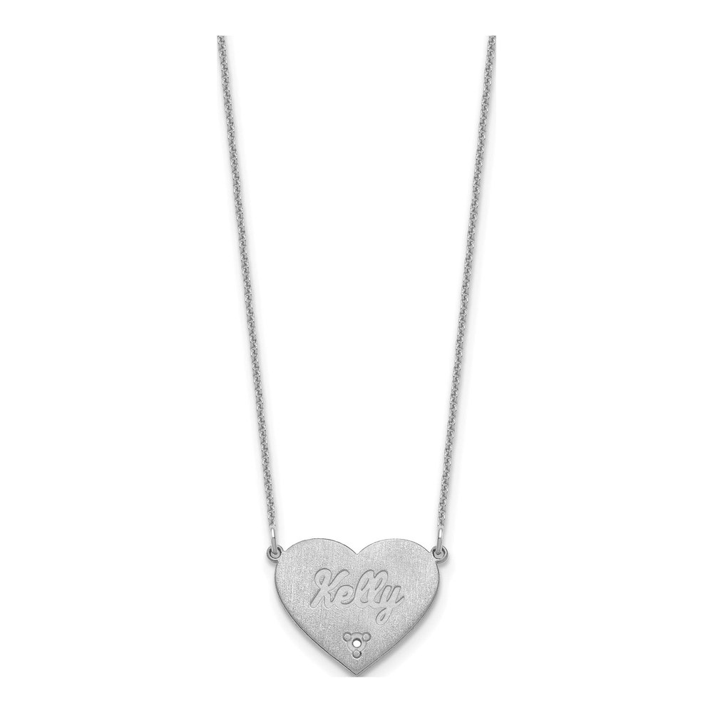 10K White Gold Diamond Heart Station Necklace