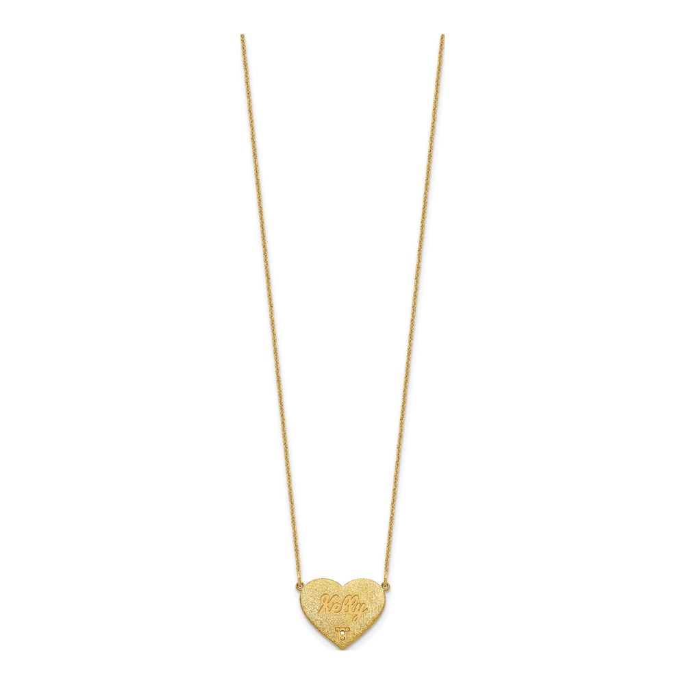10K Yellow Gold Diamond Heart Station Necklace