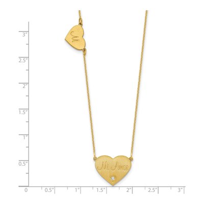 10K Yellow Gold Diamond Two-Heart Necklace – view 2