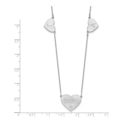 10K White Gold Diamond 3-Station Heart Necklace – view 3